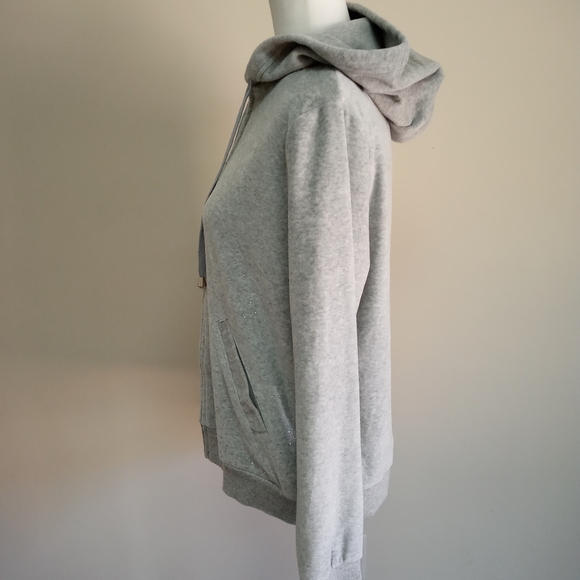 Level Eight Velour Velvet gray hooded jacket full - Picture 7 of 11